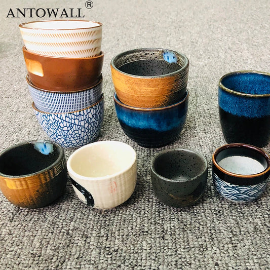 ANTOWALL Japanese Chinese Style Ceramic Sake Wine Tea Cup