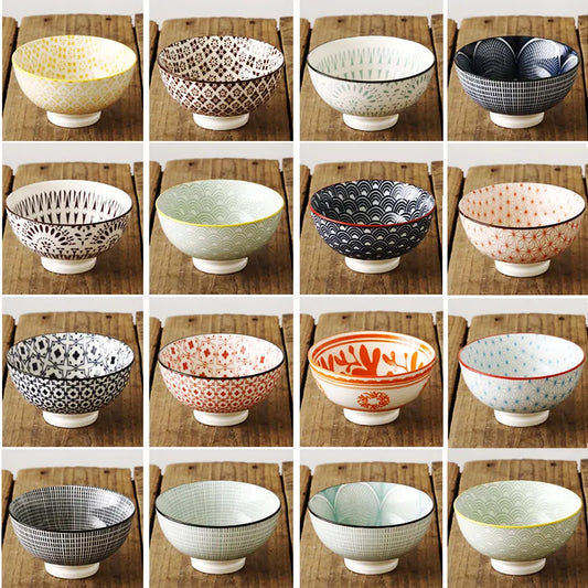 Japanese and Rice Bowl Ceramic Unglazed Anti-scalding Bowl European Simple Household Soup Bowl  High-legged