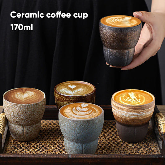 Japanese Ceramic Coffee Cup Pottery Espresso Cups Vintage Kung Fu Tea Cup Office and Household