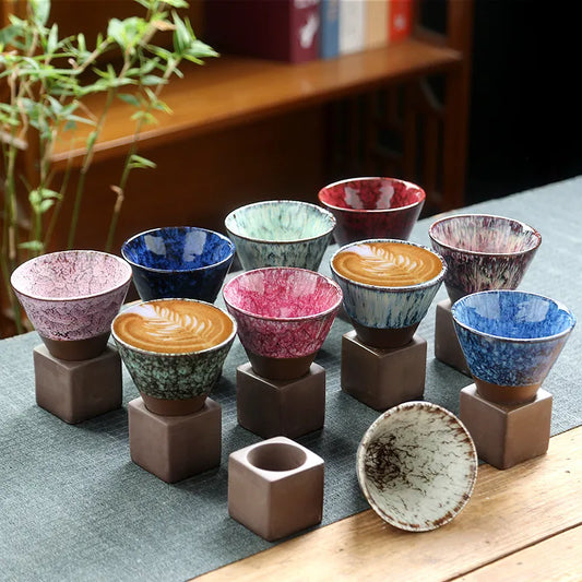 Japanese-style Ceramic Kiln Cup Home Art Decorative Ceramic Cup Creative Retro Cone Ceramic Coffee Cup Latte Porcelain Cup 200ML